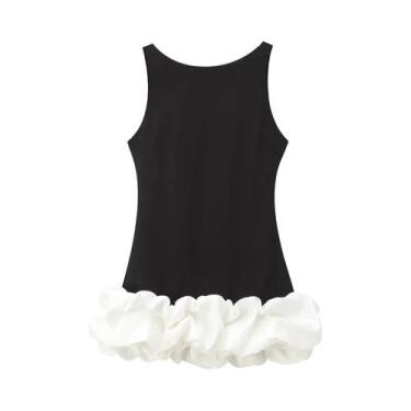 Imagem de Vestido Feminino Sem Mangas Com Babados E Decote O, Vestido Justo Para