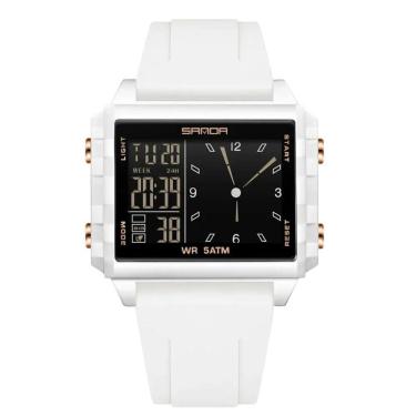 Imagem de Relógio Analógico Digital 6273 Luminoso À Prova Da Água Sanda Branco