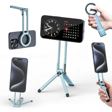 Imagem de ULANZI MA30 Suporte de tripé magnético para iPhone, minitripé de alumínio Maglock para smartphone, bolso para celular, ímã forte, compatível com iPhone 17 16 15 14 13 12, verde-menta