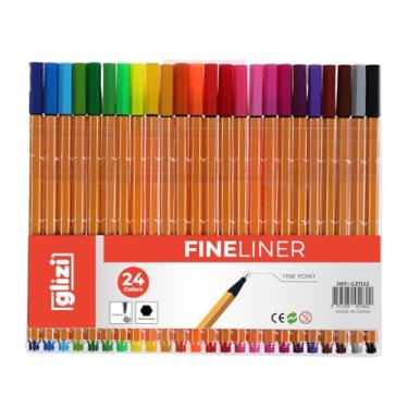 Imagem de Kit Canetas Coloridas Fineliner Ponta Fina 24 Cores, Glizi