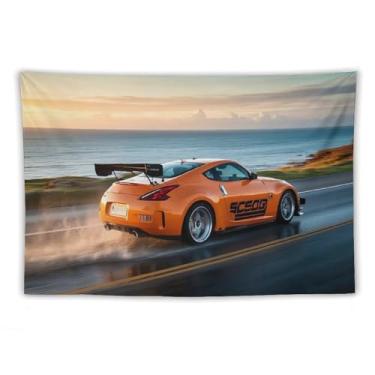 Imagem de HouLaiZhe Tapeçaria de carro 350z Jdm carro esportes estrada costeira pendurar na parede quarto decoração de casa tapeçarias estética piquenique decoração de parede arte de parede para dormitório sala