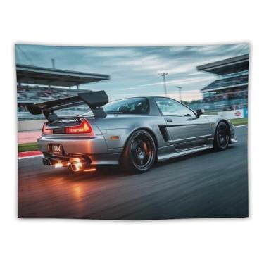 Imagem de HouLaiZhe Tapeçaria de carro Jdm Carro Nsx Esportes Fogo Parede Quarto Decoração de Casa Tapeçarias Estética Piquenique Decoração de Parede Arte de Parede para Dormitório Sala de Estar 76 cm x 101 cm