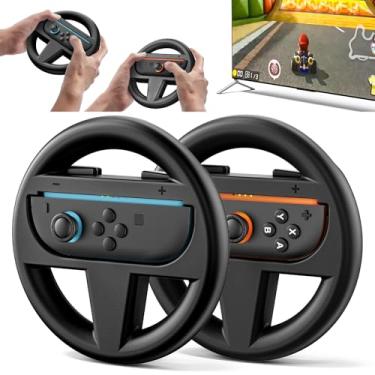Imagem de Steering Wheel for Nintendo Switch 2 Joy Con (2025), Switch 2 Racing Wheel for Mario Kart World & 8 Deluxe, NS2 Racing Games Accessories with Ergonomic Design and Easy to Install - 2 Packs Black