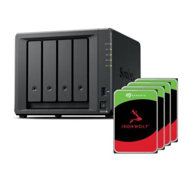 Imagem de Synology DS925+ (2 portas de 2,5 GbE, Ryzen V1500B, 4 GB de RAM) Pacote de 4 compartimentos de 32 TB com 4 HDDs Seagate Ironwolf de 8 TB