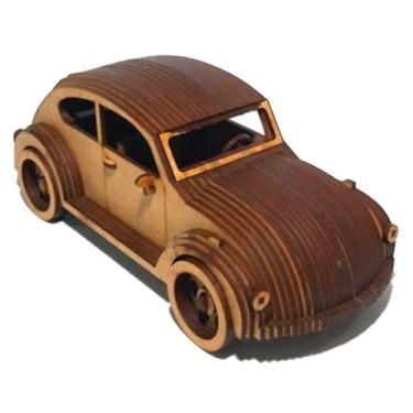 Imagem de Fusca Miniatura 3D em Madeira Decoração Retro - Vintage - Retrofenna D