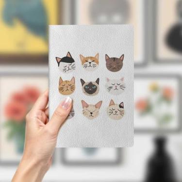 Imagem de Caderno de couro de gato, caderno A5 para anotações de escritório, agenda de 21 x 14,7 cm, agenda de viagem, presente para amantes de gatos, 8