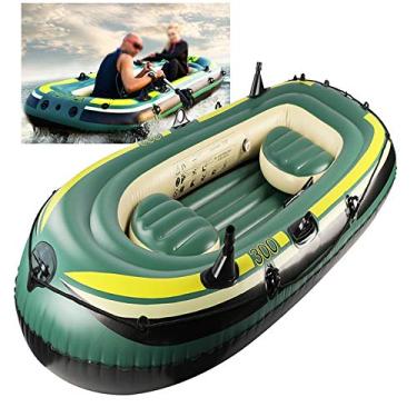 Imagem de LMJYU Barcos infláveis para adultos de 3 pessoas, botes de borracha resistentes ao desgaste Hovercraft espessos para pesca