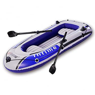 Imagem de LMJYU Barco inflável para piscina para adultos, barco inflável com remos, jangada de pesca inflável
