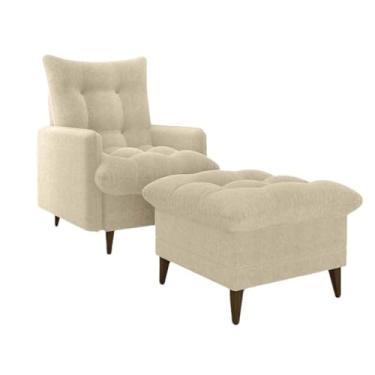 Imagem de Poltrona de Amamentação Montreal com Puff - Suede Cinza, Reclinável, Madeira Maciça, Suporta 110kg - Conforto para Mães, Sala de Estar e Cantinho de Leitura(Boucle Bege)