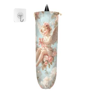 Imagem de xigua Suporte de parede para saco de plástico Cupido Dia dos Namorados com cordão, pacote com 2, organizador de sacolas de compras reutilizáveis, decoração para bolsas, meias, roupas íntimas e