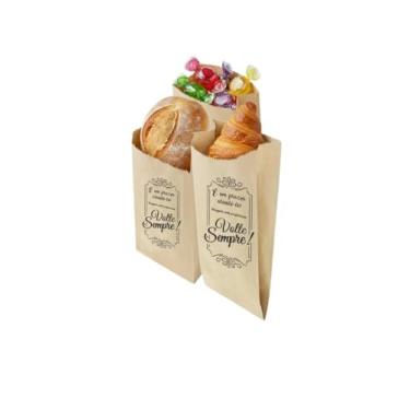 Imagem de Kit 500 Sacos Kraft Estampado De 1/2Kg 9,5X19cm para Embalagens de Alimentos e Produtos