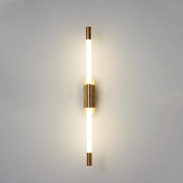 Imagem de Arandela de parede longa LED para interiores, 57 cm de comprimento, luminária para escada, 4000K branco quente, 10W, iluminação de parede moderna e decorativa, luminária de cabeceira com ilu