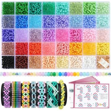 Imagem de Contas de sementes para pulseiras, contas de vidro uniformes de 4 mm para fabricação de joias, Funtopia 39 cores, 3900 peças, kit de fabricação de pulseiras pequenas com tutorial para fazer joias de
