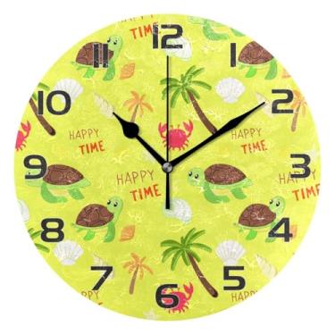 Imagem de YETTASBIN Relógio de parede de tartaruga marinha, silencioso, sem tique-taque, operado por bateria, relógio redondo decorativo criativo para cozinha, sala de estar, banheiro, decoração de escritório