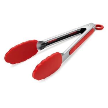 Imagem de Pegador de Silicone 27cm – Pinça Culinária Profissional Premium | Cabo Inox | Antiaderente | Para Salada, Churrasco, Air Fryer e Frituras (cor sortido)