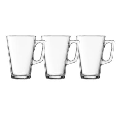 Imagem de Conjunto 3 Canecas De Vidro Transparentes – Canecas Para Café Chá Bebidas Quentes E Frias Com Design Decorado