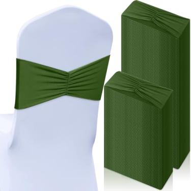 Imagem de Moukeren 100 faixas de cadeira de elastano para cadeira, faixas deslizantes para capas de cadeira, faixas elásticas, fitas decorativas para festa de casamento, eventos, cerimônias, banquetes de