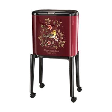 Imagem de Baoblaze Lixeira de cozinha com rodinhas e pés, cesto de lixo, lixeira para reciclagem, ideal para quarto, sala de estar, restaurantes, lavanderia e banheiro, Vermelho