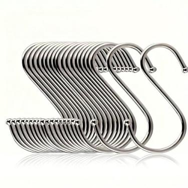 Imagem de 10 ganchos em forma de S de aço inoxidável – ganchos versáteis adequados para cozinhas, guarda-roupas, banheiros e organizações ao ar livre (prateado)