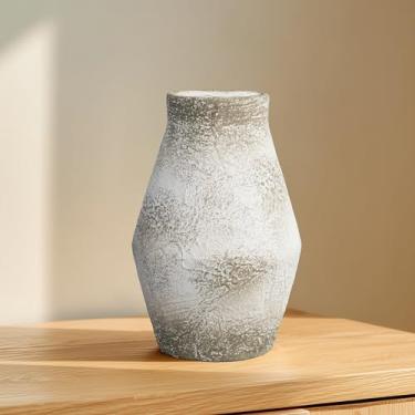 Imagem de Wancetang Vaso de cerâmica rústico – Vaso de cerâmica texturizado para decoração de casa, vasos decorativos de casa de fazenda de 25 cm para flores, prateleira, detalhes de mesa, sala de estar