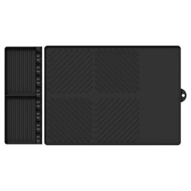 Imagem de Tapete de silicone para churrasco, grelha 2 em 1, tapete de gotejamento à prova d'água à prova de óleo, tapete de armazenamento à prova de poeira para prateleira lateral da grelha, 30 x 41,5/30 x 11,5