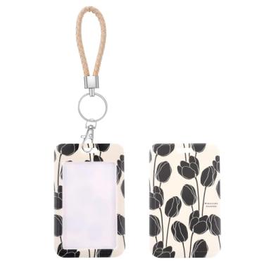 Imagem de Sibba Porta-crachá resistente, porta-crachás, porta-chaves com chaveiro de metal, estojos de crachás de plástico, cartões de trabalho, clipe deslizante com janela para identidade, para mulheres