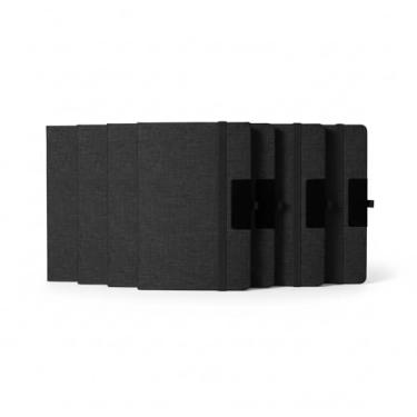 Imagem de Caderno de Anotações Executivo, Capa Dura em Material Reciclável, 80 Folhas Pautadas, com Fechamento Elástico, Suporte para Caneta, Placa de Metal para Personalização, 21,3x14,5x1,2cm (10, Preto)