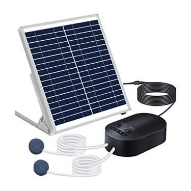 Imagem de Bomba de Oxigênio Solar 10W com Suporte para Pedra Ar 3 Modos Ajustáveis Oxigenador Aquário Tanque Peixes Pequena Lagoa