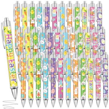 Imagem de Yeaqee 48 canetas esferográficas de coelhinho a granel retrátil de coelhinho de Páscoa, ovo, cenoura, pintinho, flor, 1,0 mm, tinta preta para crianças, lembrancinhas de festa de Páscoa, presentes,