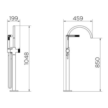 Imagem de Misturador Monocomando de Piso para Banheira Docol Mix&Match 90015942044 com Ducha Níquel Escovado