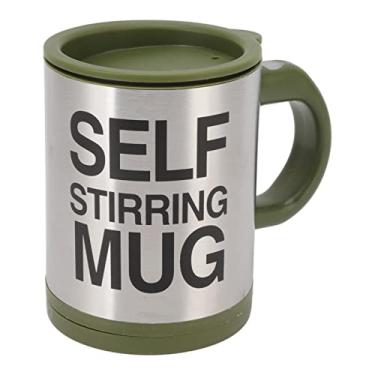 Imagem de Aramox Caneca de café Com Agitação Automática, Copo de Aço Inoxidável de Mistura Automática Com Vedação de Silicone para Bebidas Quentes, Capacidade de 400ml para Viagens (Verde)