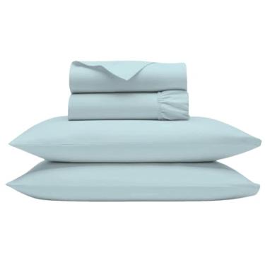 Imagem de Bluemoon Homes Jogo de lençóis King Size de algodão egípcio, conforto 1000 fios, ultramacio, respirável, com bolso profundo, conjunto de roupa de cama de luxo de qualidade de hotel - azul aqua