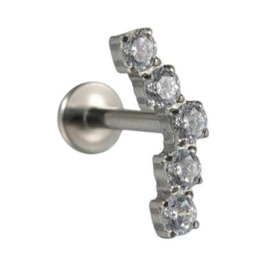 Imagem de Brinco De Cartilagem Em Titânio Cor Dourada Com Zircônia Cúbica Em For