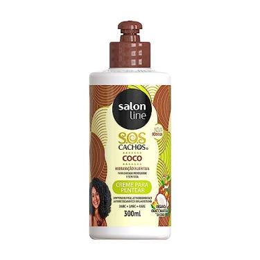 Imagem de Salon Line, Creme de Pentear, S.O.S Cachos, Óleo de Coco, Vegano - Para Cabelos Ondulados, Cacheados e Crespos, 300 ml