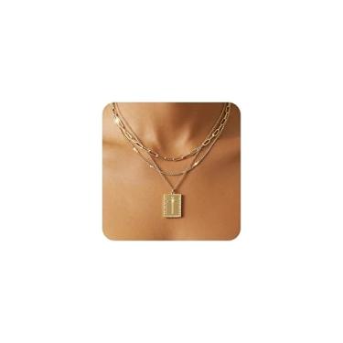 Imagem de BydGxy Colar de cruz banhado a ouro 14K para mulheres, joia cristã religiosa, presente, One Size, Metal, Sem Pedra Preciosa