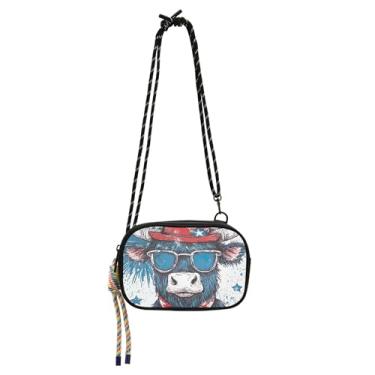 Imagem de TSENQUE Highland Cow Bolsa feminina americana pequena bolsa tiracolo bolsa para celular carteira bolsas de ombro estampa fofa