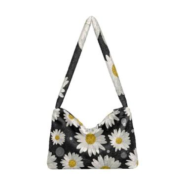 Imagem de GAIGEO Bolsa de ombro feminina de bolinhas floral margarida, bolsas femininas, bolsas de livros para mulheres, Bolinhas florais margaridas, One Size