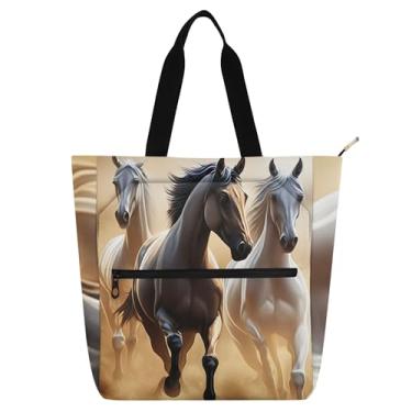 Imagem de GAIGEO Sacolas femininas pretas e brancas para trabalho de corrida com zíper bolsa reutilizável com compartimentos