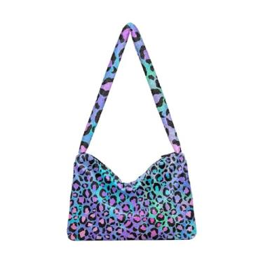 Imagem de GAIGEO Bolsas de ombro femininas de cor roxa brilhante, bolsas de ombro femininas, bolsas de outono, Lindas manchas holográficas de leopardo, One Size