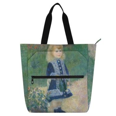 Imagem de Auguste Renoir Bolsas de trabalho com estampa floral para mulheres, bolsa de lona universitária, bolsa mensageiro, livros, presente para amantes