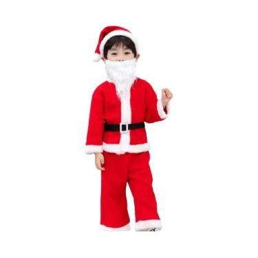 Imagem de Fantasia De Natal Infantil Do Papai Noel Vermelho Com Chapéu E Acessór
