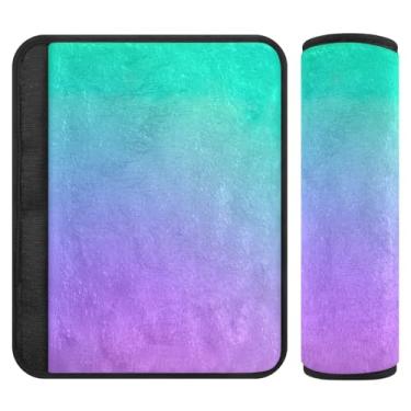 Imagem de Joitme Capa de cinto de segurança gradiente verde vibrante roxo com dois pacotes, alça de ombro pequena, adequada para vários usos, ombreiras para mochilas