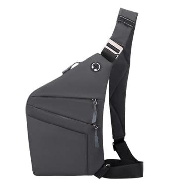 Imagem de Bolsa de peito masculina antifurto - Mochila de ombro único nas axilas, bolsa transversal segura, Ombro direito cinza, One Size