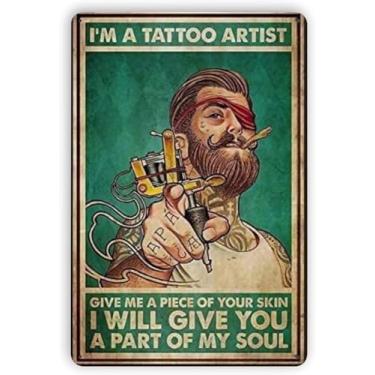 Imagem de ZZBCYZSIGN Placa de metal engraçada pôster retrô tatuagem loja bar sala de estar cozinha banheiro arte de casa decoração de parede, placa, 20 cm x 30 cm