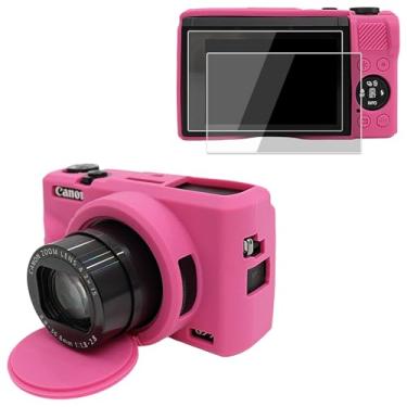 Imagem de VOVMOEYA Capa de câmera para Canon Powershot G7 X Mark III com 2 peças de protetor de tela, proteção total macia G7X III capa de silicone destacável capa protetora para Canon G7XIII G7X3-Bubblegum