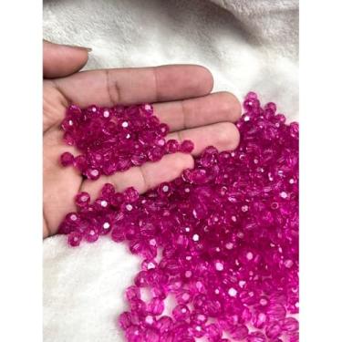 Imagem de Miçanga Acrílica Cristal 6mm Sextavada Colorida para Bijuterias e Artesanato – 200 Unidades (ROSA PINK - 312)