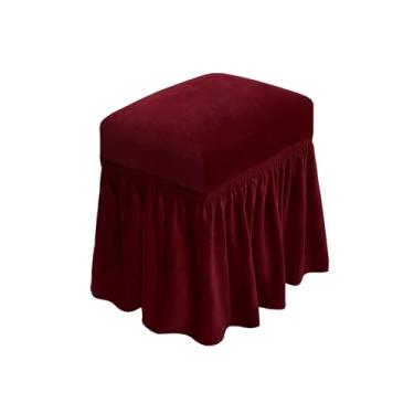Imagem de NICEEC Capa de banco elástica de elastano com saia removível, supermacia, retangular, capa de banco lavável, capas de assento para sala de estar, quarto, cozinha (vermelha)