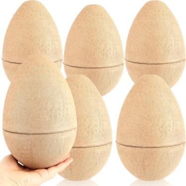 Imagem de 8 peças de ovos de páscoa de papel marrom de 20 cm, ovos vazios grandes para caça de Páscoa, decoração de férias, celebrações de festa de primavera