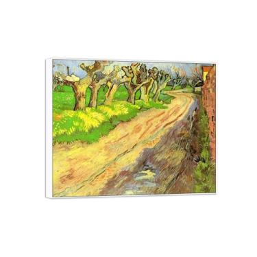 Imagem de Vincent van Gogh Famosa pintura em tela de arte de parede pronta para pendurar Salgueiros Imagem em moldura branca para decoração de sala de estar 70 x 85 cm 27 x 33 pol