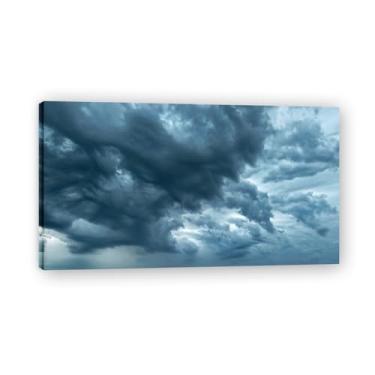 Imagem de Nuvens escuras recolhem foto real cidade mar neve vale rio nascer do sol impressão em tela para decoração de casa 20 x 36 cm emoldurada